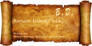 Boruzs Dionízia névjegykártya